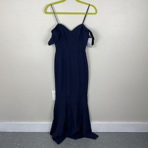 WAYF The Gabrielle Strapless Trumpet Gown Navy Blue Women's XXS Off The Shoulder